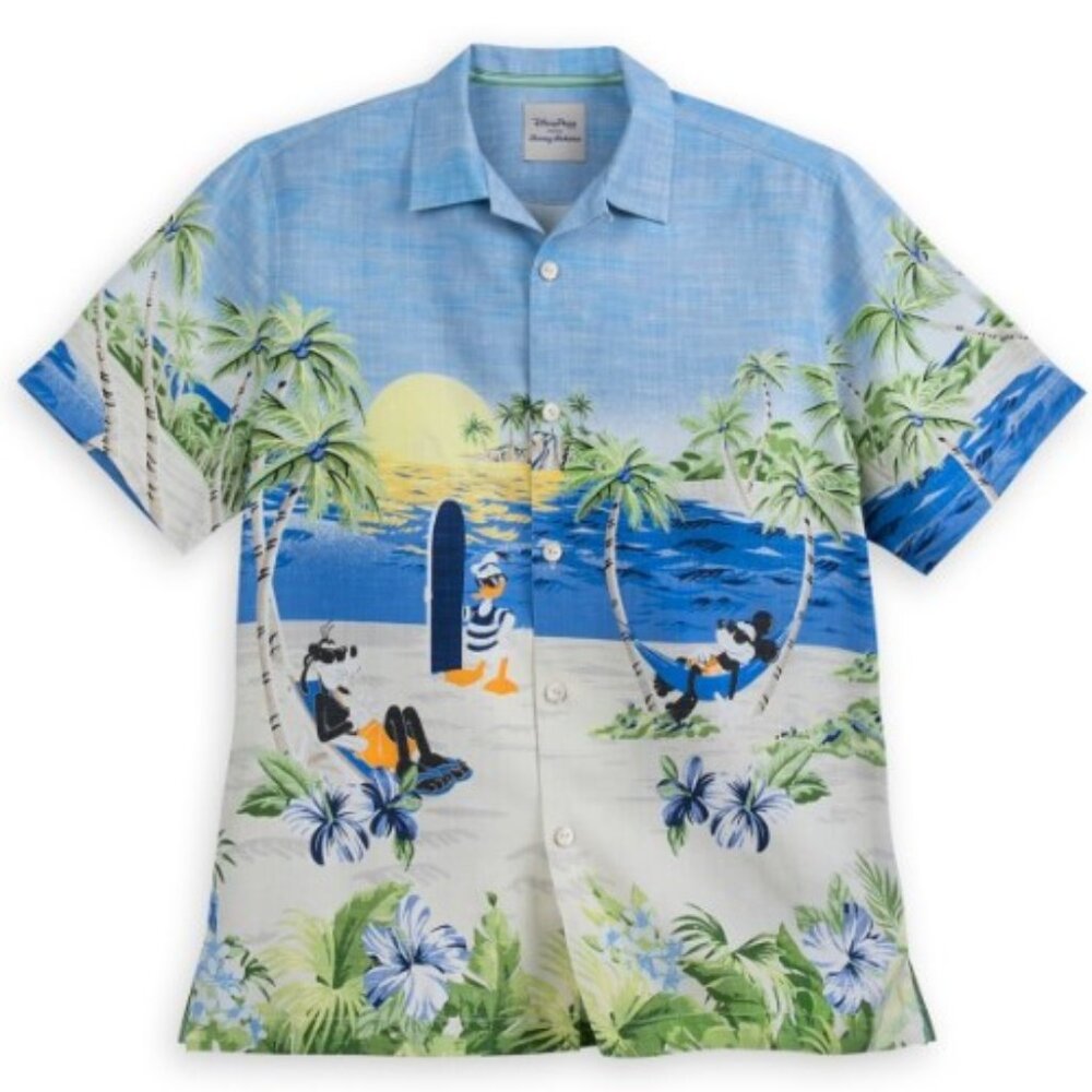 Disney Tommy Bahama Hawaiian Camp Mickey Donald Goofy Button Down Silk Shirt 3XL